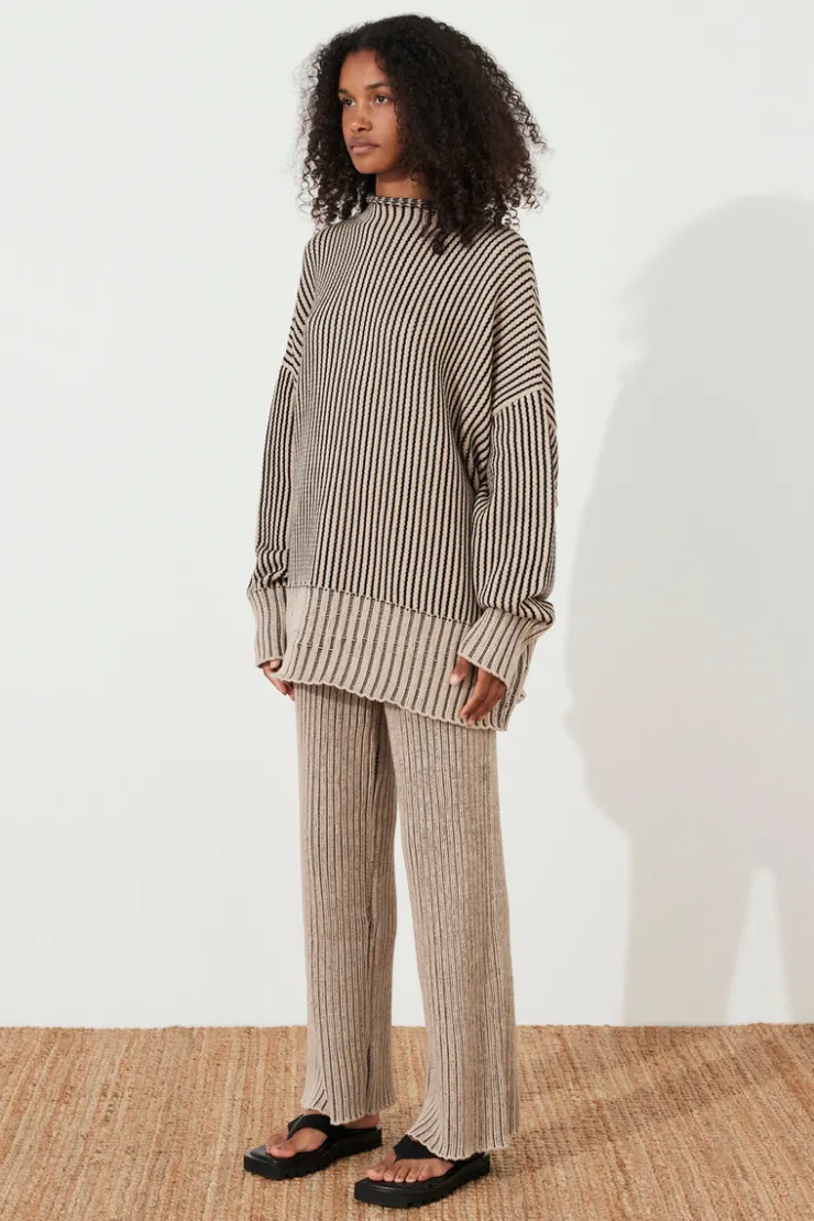 Black Stripe Chunky Knit Pant^Zulu & Zephyr New