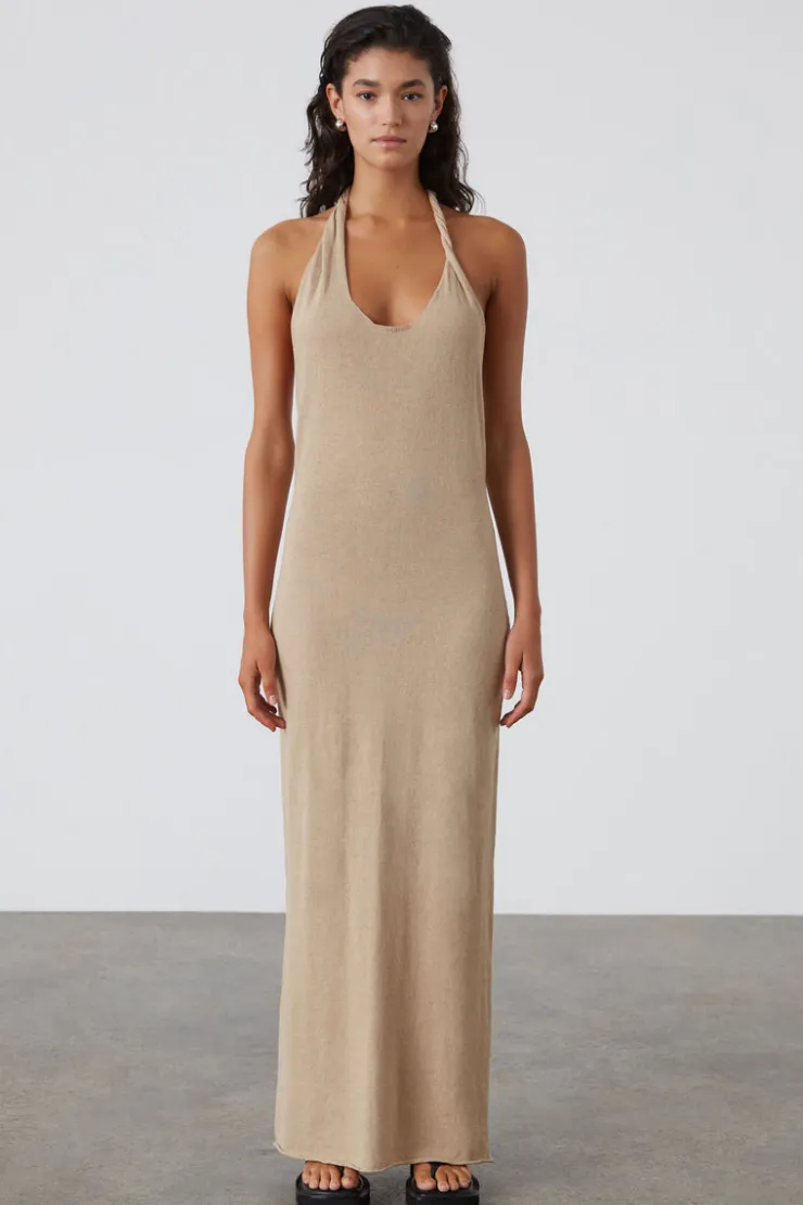 Camel Linen Blend Knit Dress^Zulu & Zephyr Discount