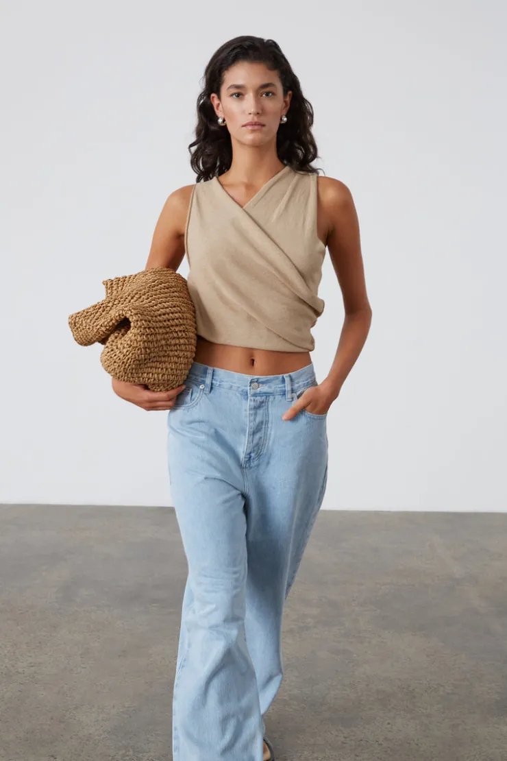 Camel Linen Blend Knit Top^Zulu & Zephyr Cheap