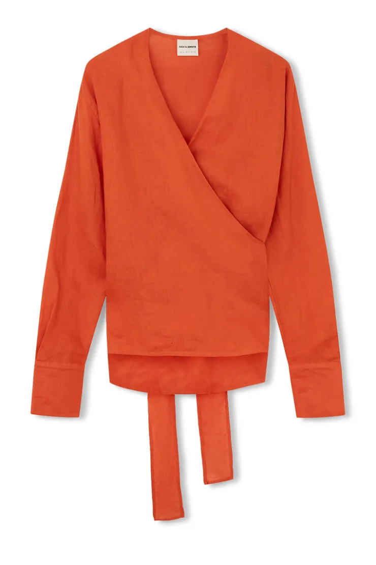 Chilli Pepper Linen Wrap Top^Zulu & Zephyr New