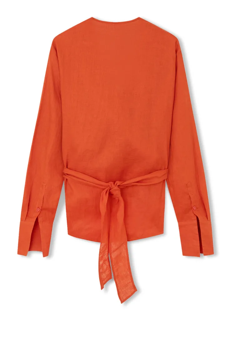 Chilli Pepper Linen Wrap Top^Zulu & Zephyr New