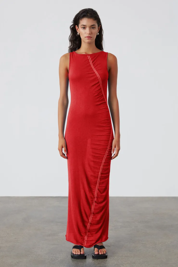 Contrast Knit Dress - Red^Zulu & Zephyr Sale