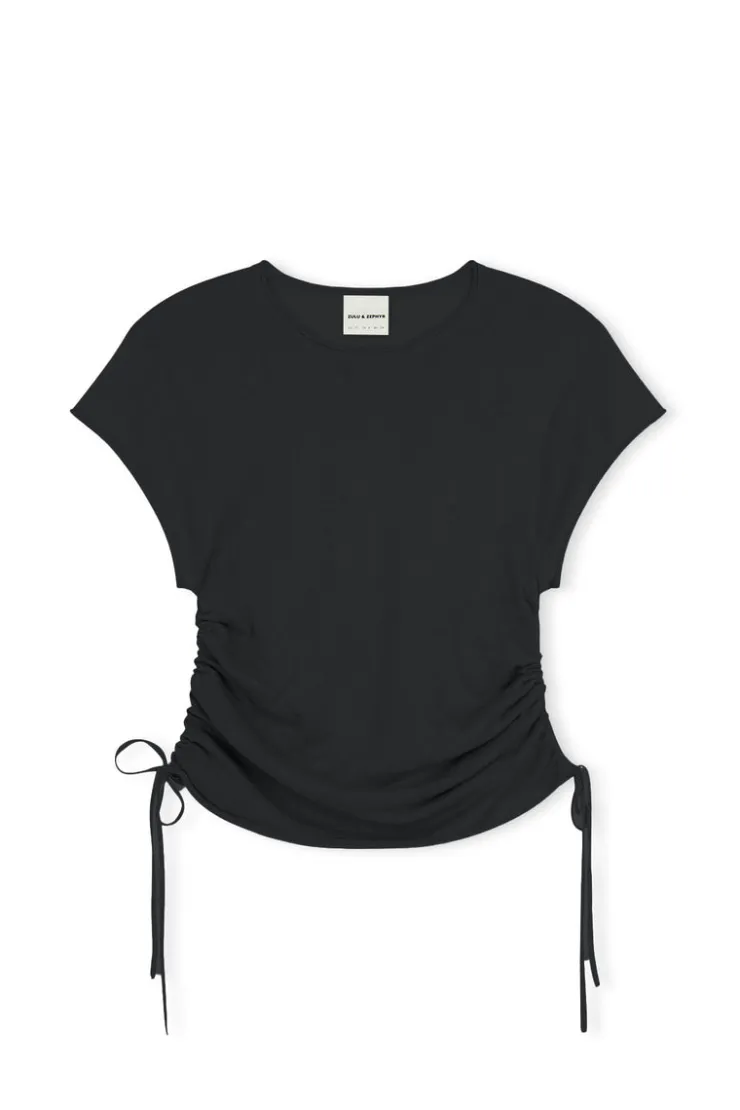 Gathered Knit T-Shirt - Black^Zulu & Zephyr New