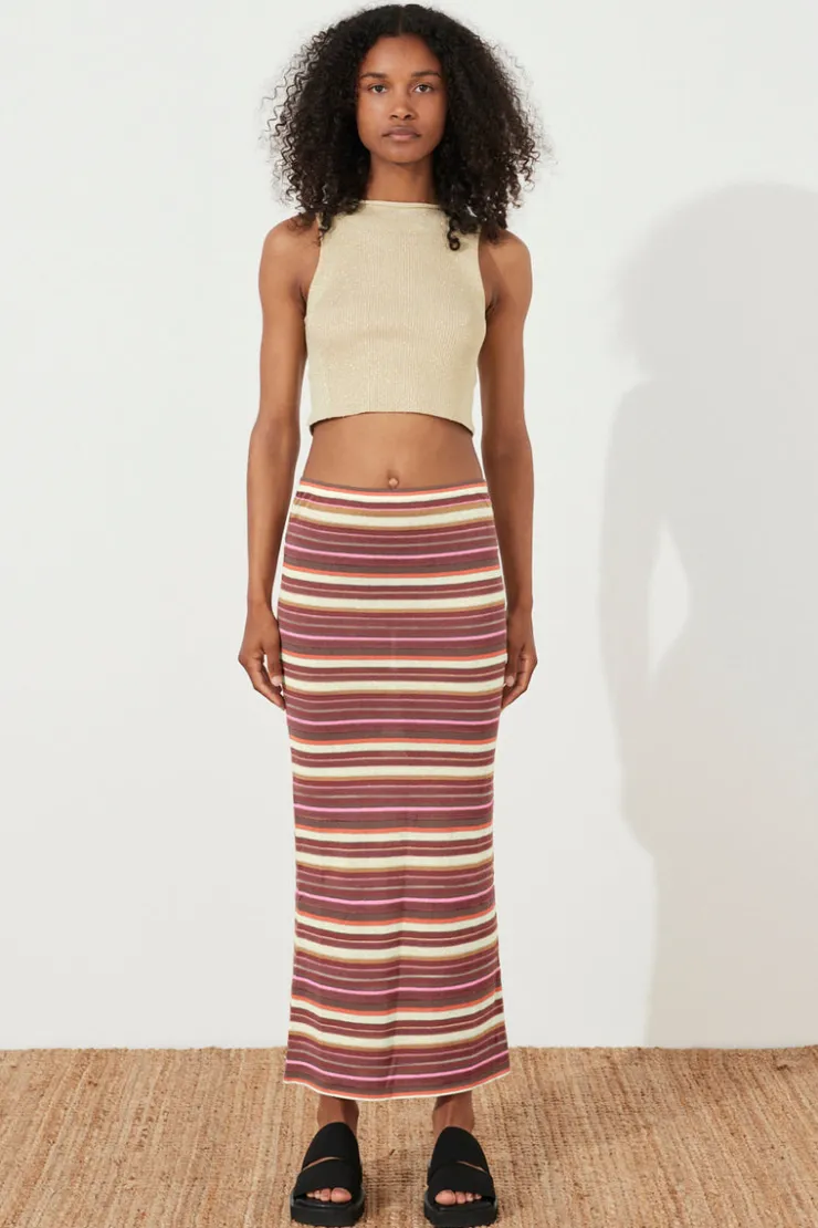 Golden Retro Stripe Knit Skirt^Zulu & Zephyr Clearance