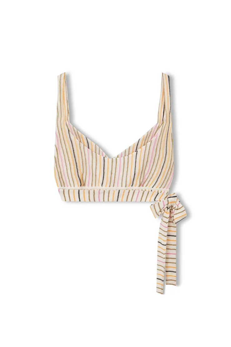 Mandarin Stripe Organic Linen Blend Wrap Knit Top^Zulu & Zephyr Sale