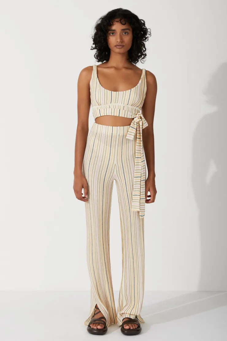 Mandarin Stripe Organic Linen Blend Wrap Knit Top^Zulu & Zephyr Sale