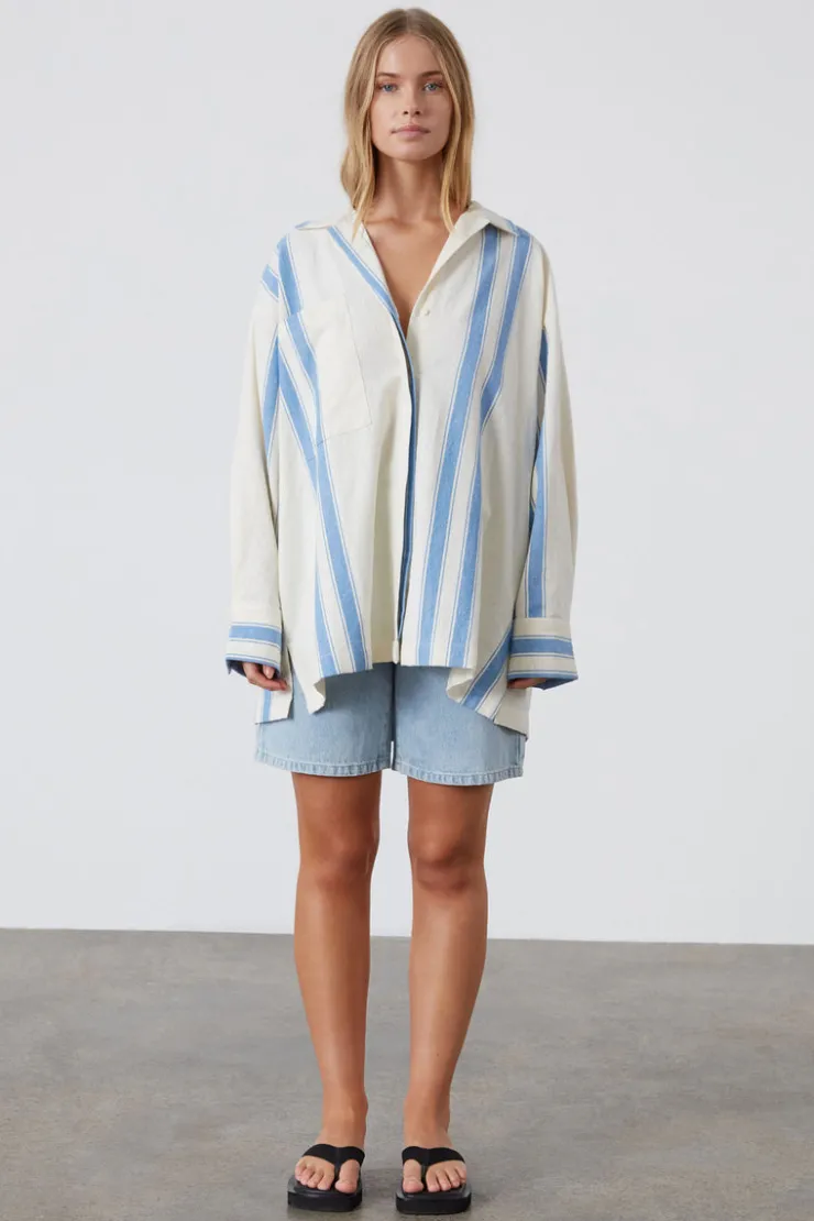 Marine Stripe Organic Cotton Blend Shirt^Zulu & Zephyr Hot