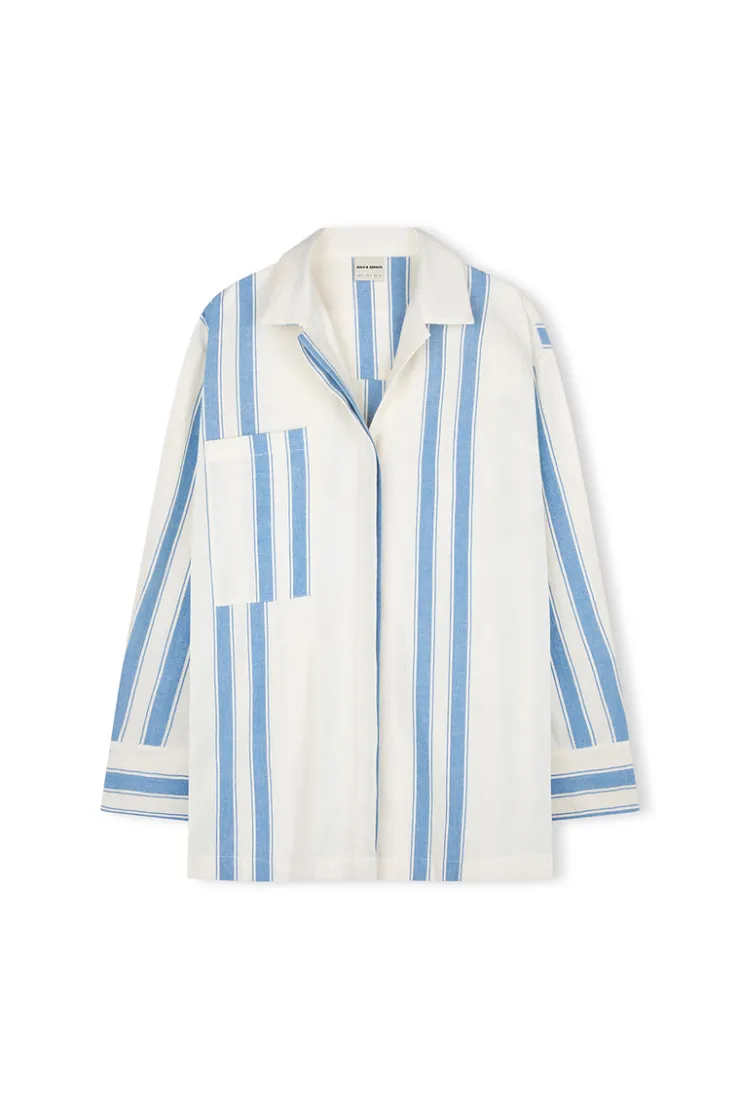 Marine Stripe Organic Cotton Blend Shirt^Zulu & Zephyr Hot