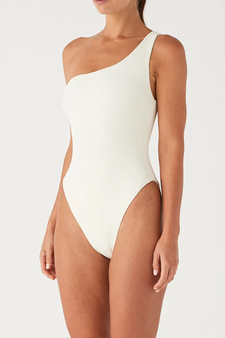 Milk Textured One Shoulder One Piece^Zulu & Zephyr Cheap