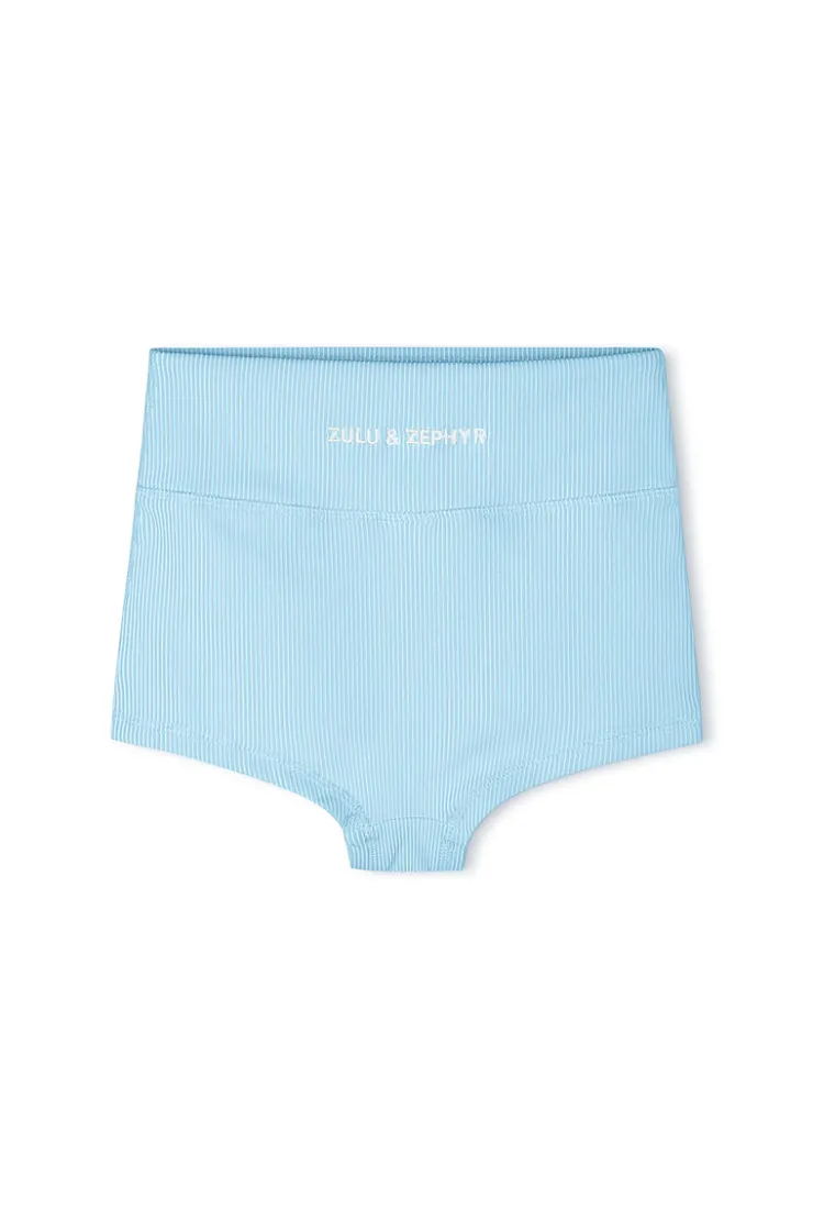 Mini Stripe Rib Boy Short - Shallow Blue^Zulu & Zephyr Store