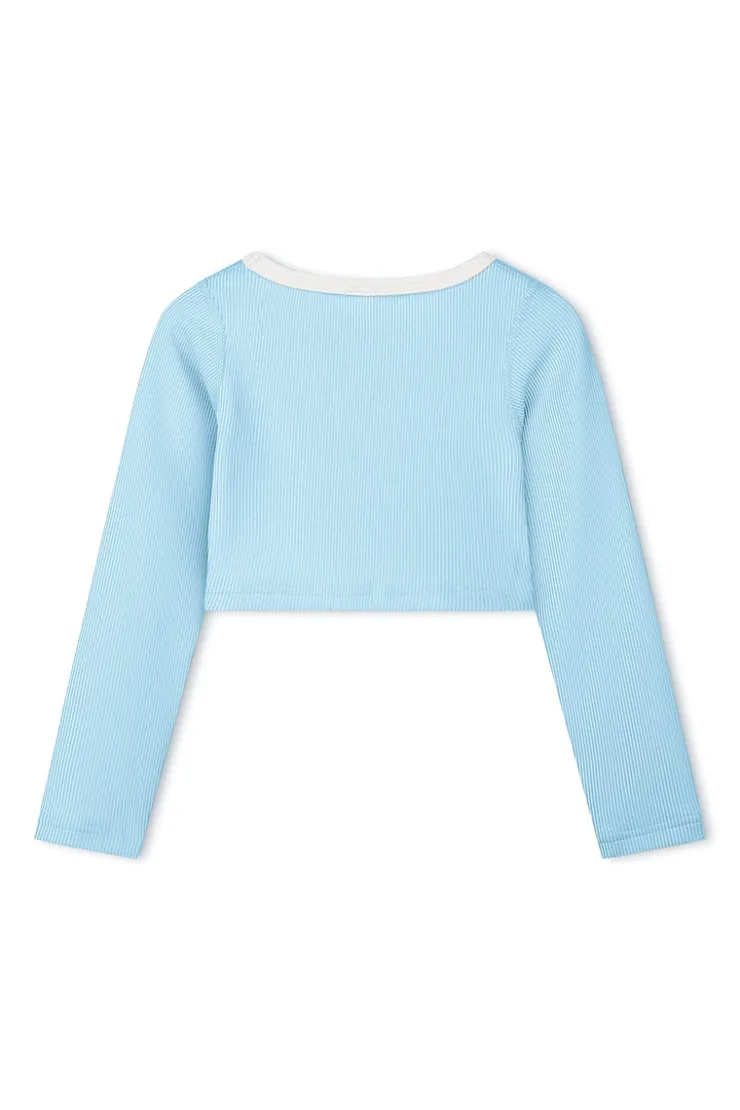 Mini Stripe Rib Crop Rashie - Shallow Blue^Zulu & Zephyr Best Sale