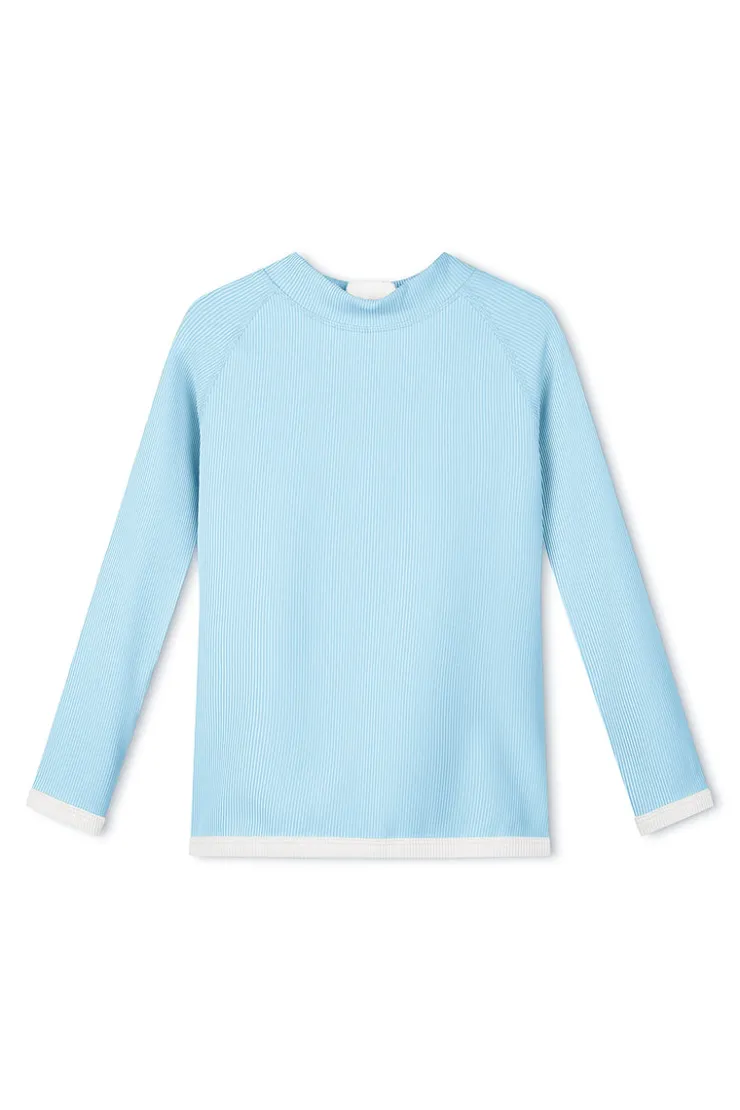 Mini Stripe Rib Rashie - Shallow Blue^Zulu & Zephyr Hot