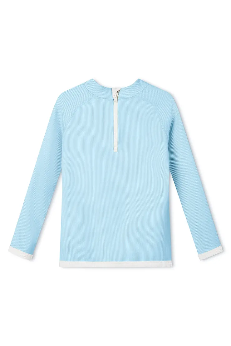 Mini Stripe Rib Rashie - Shallow Blue^Zulu & Zephyr Hot