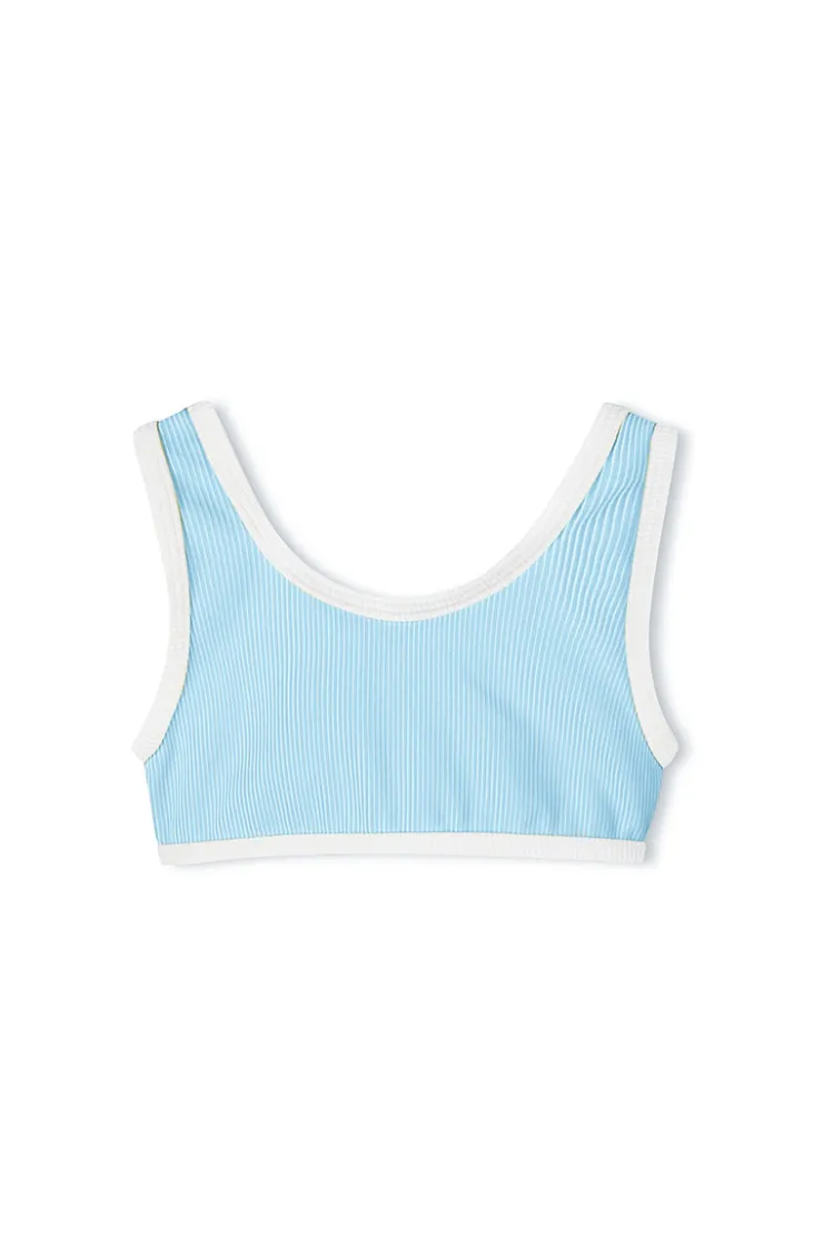 Mini Stripe Rib Scoop Bikini Top - Shallow Blue^Zulu & Zephyr Store