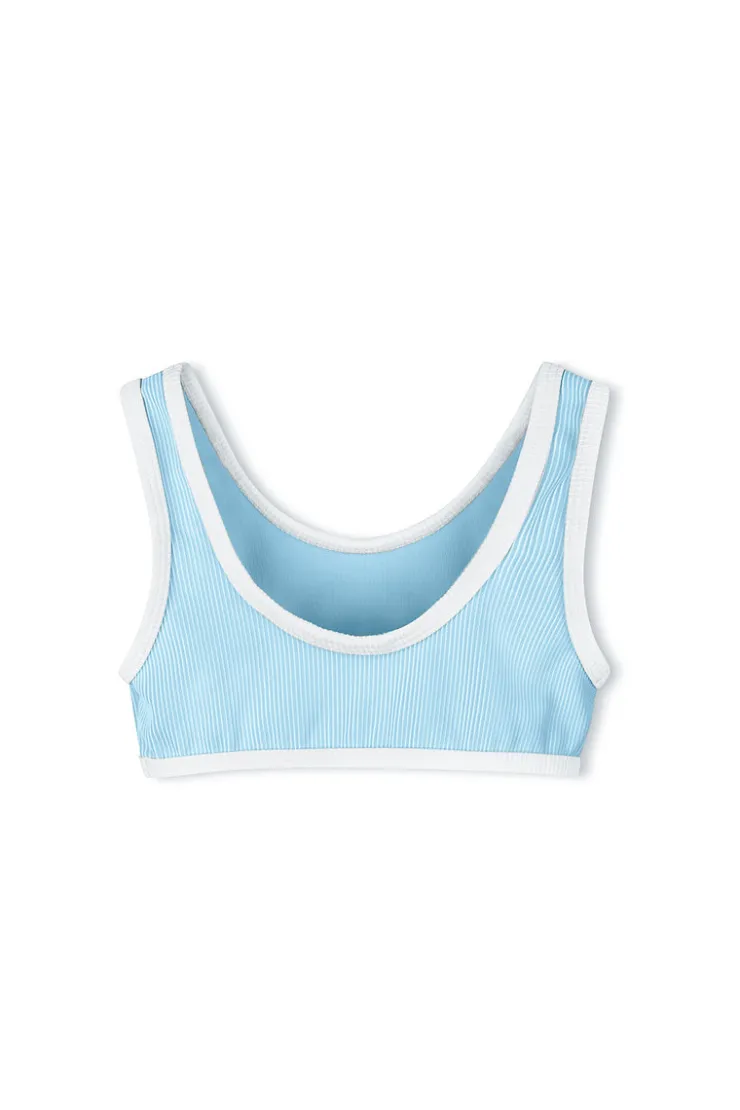 Mini Stripe Rib Scoop Bikini Top - Shallow Blue^Zulu & Zephyr Store