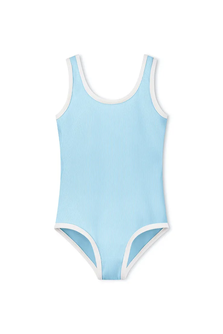 Mini Stripe Rib Scoop One Piece - Shallow Blue^Zulu & Zephyr Shop