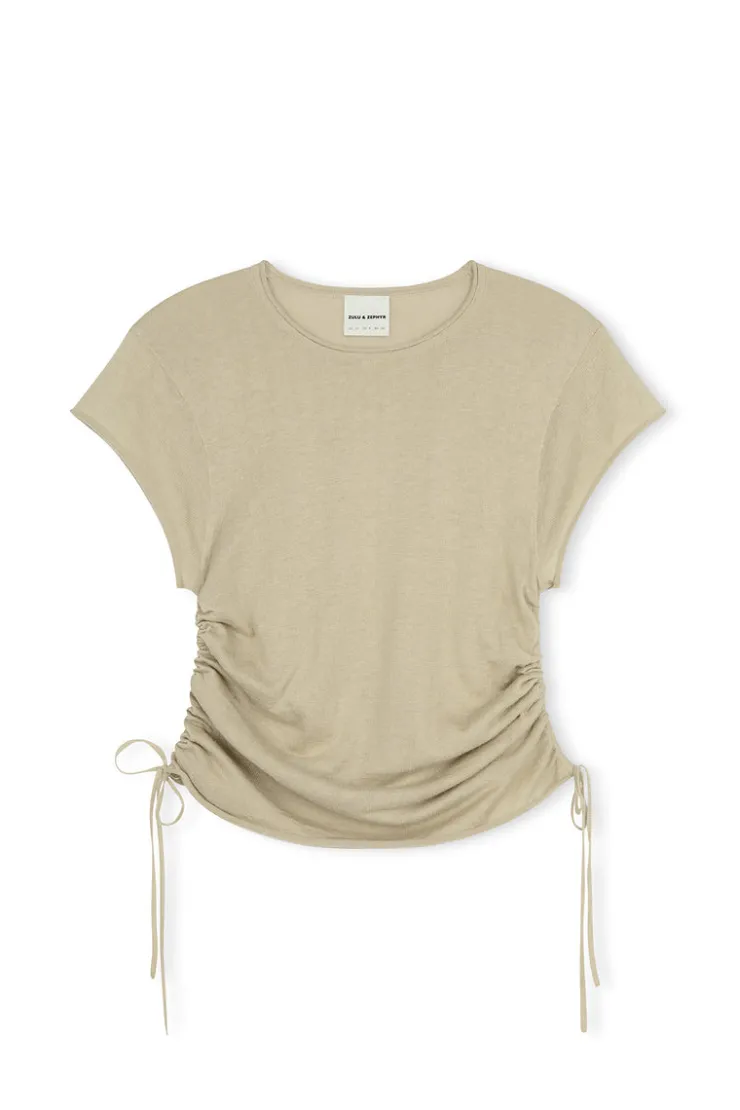 Natural Gathered Knit T-Shirt^Zulu & Zephyr Clearance