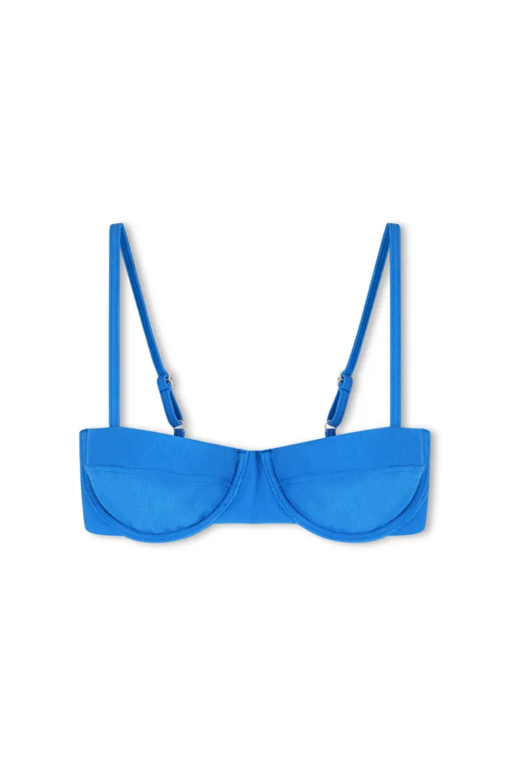 Ocean Blue Textured Balconette Bra Cup^Zulu & Zephyr Cheap