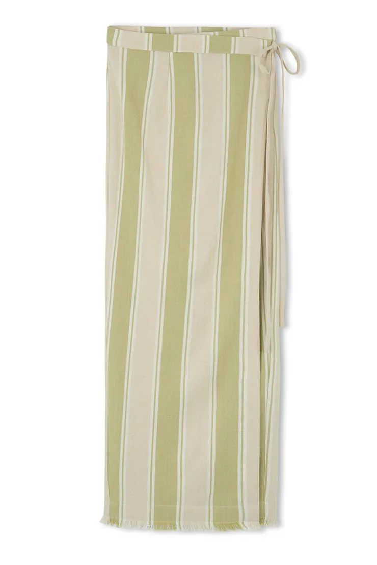 Olive Stripe Organic Cotton Wrap Skirt^Zulu & Zephyr Cheap