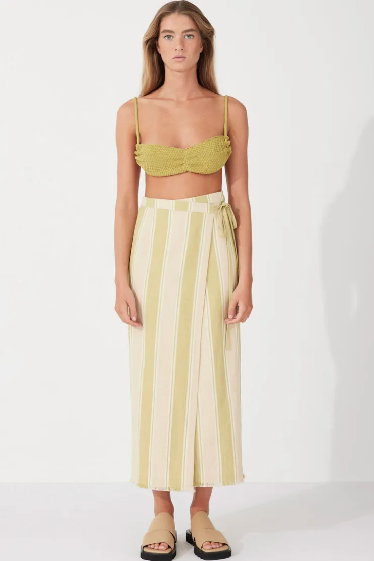 Olive Stripe Organic Cotton Wrap Skirt^Zulu & Zephyr Cheap