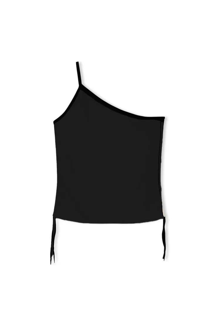 One Shoulder Knit Crop Top - Black^Zulu & Zephyr Store
