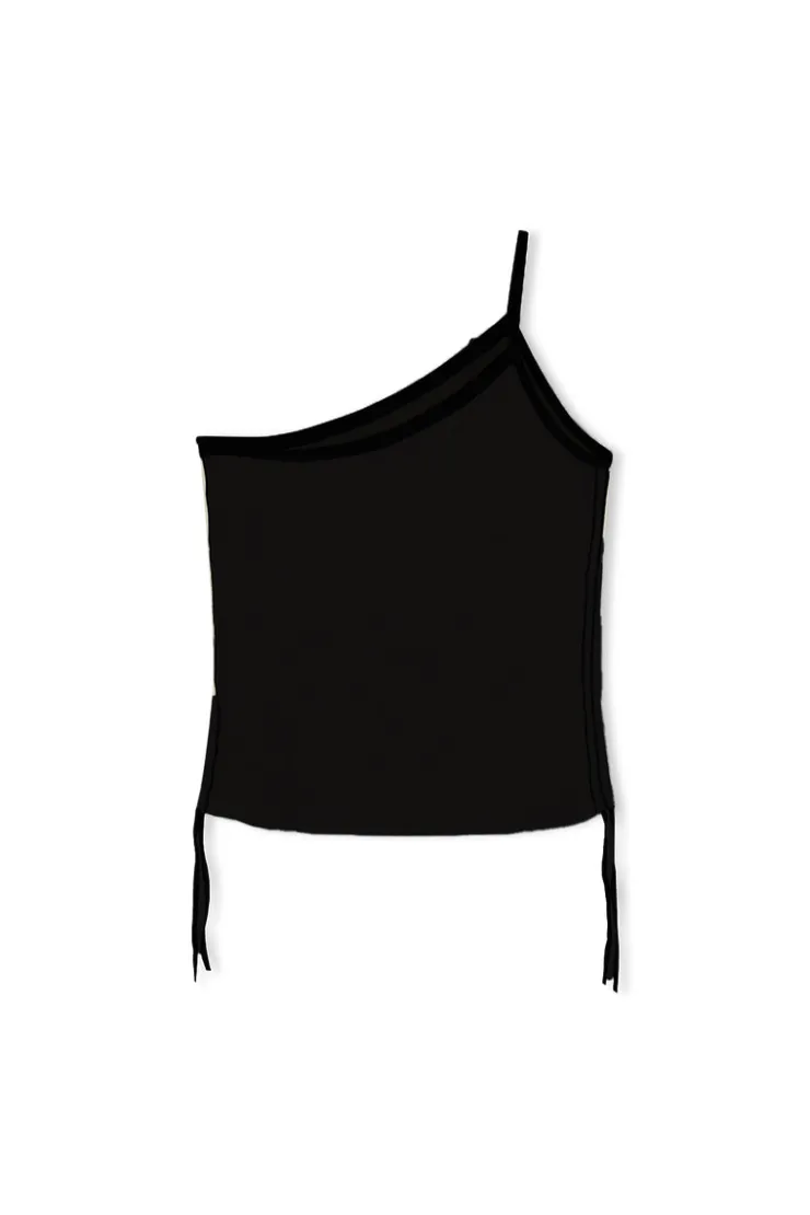 One Shoulder Knit Crop Top - Black^Zulu & Zephyr Store