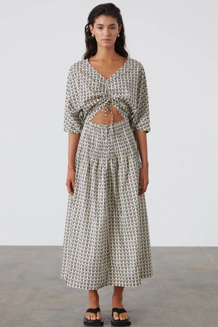 Pecan Rouched Organic Cotton Dress^Zulu & Zephyr Fashion