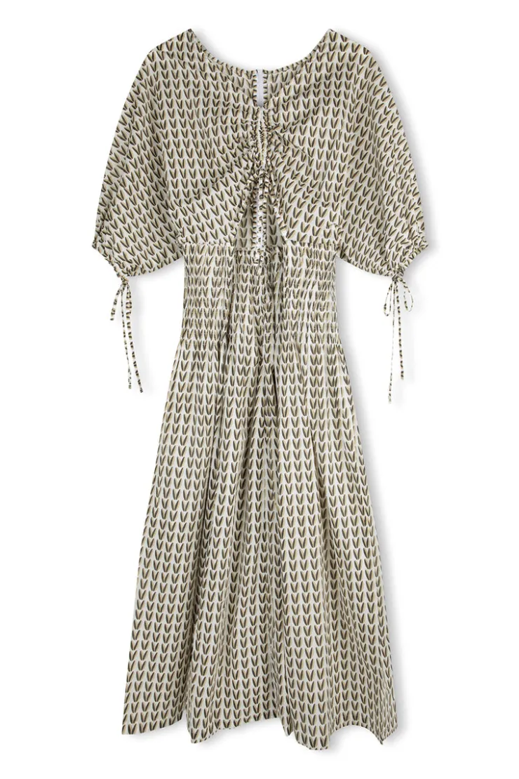 Pecan Rouched Organic Cotton Dress^Zulu & Zephyr Fashion