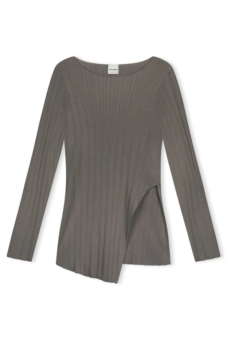 Pewter Rib Knit Top^Zulu & Zephyr Clearance