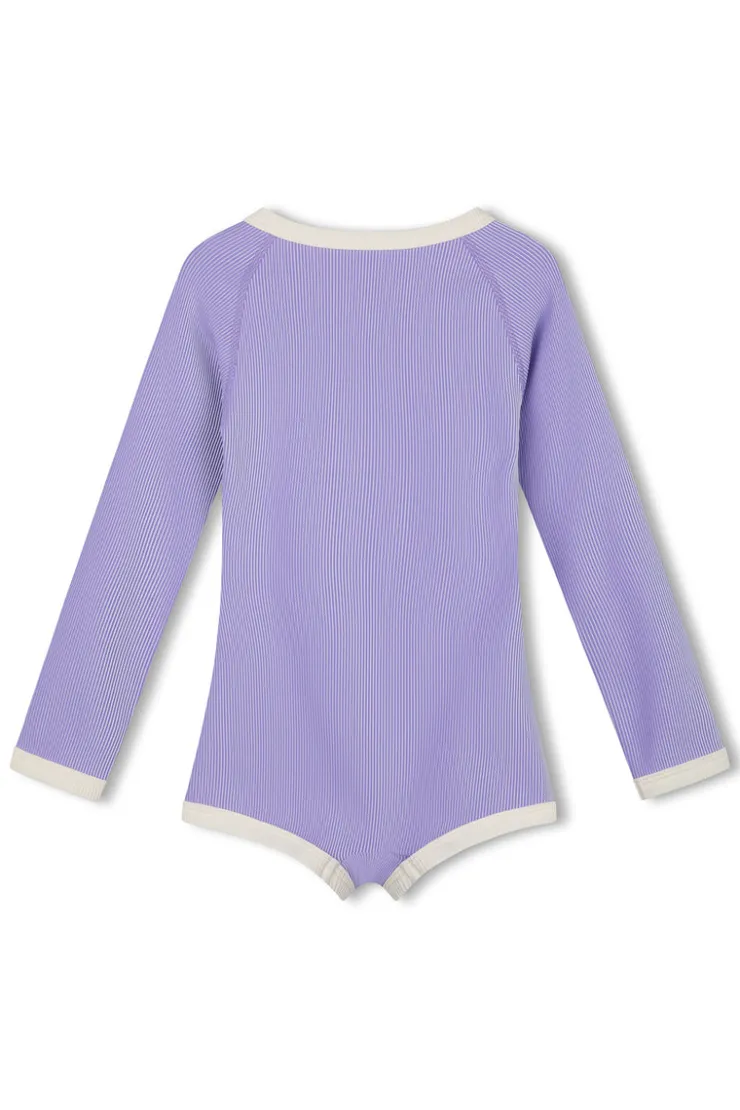 PRE-ORDER Mini Stripe Rib Rashie Onesie - Grape^Zulu & Zephyr Best
