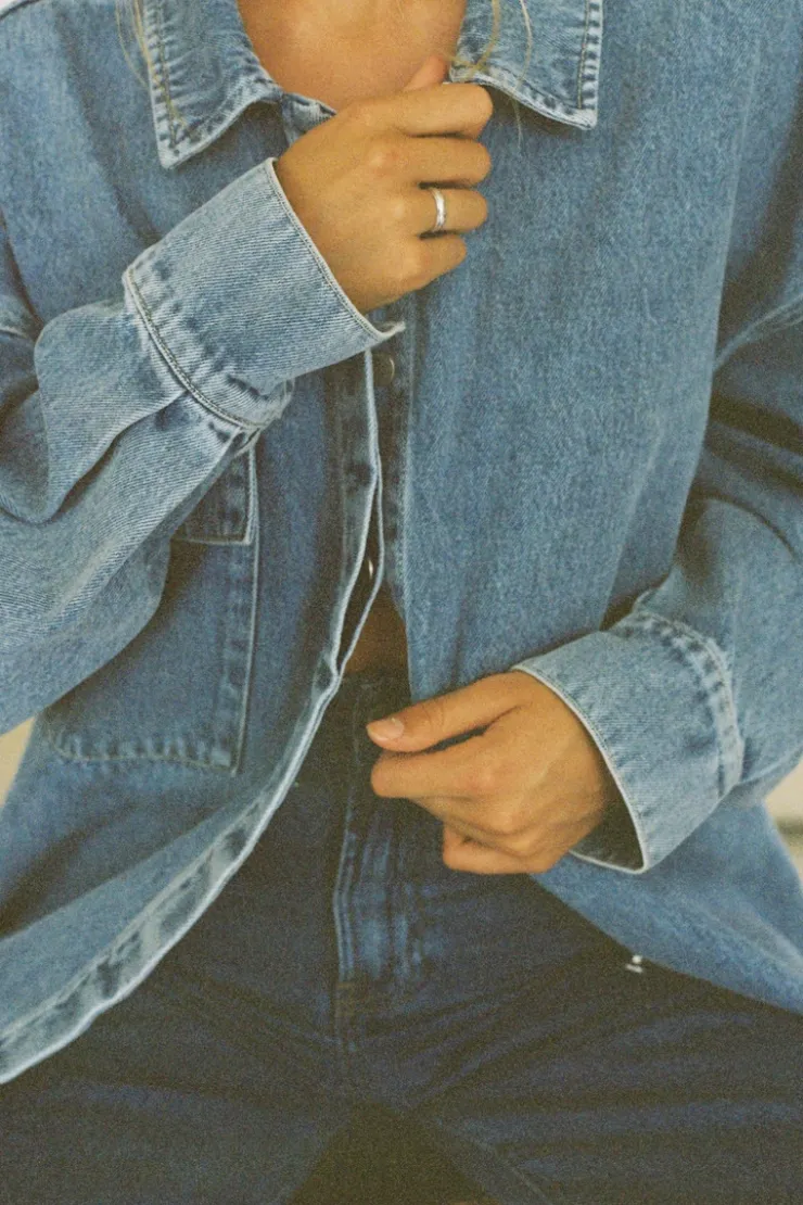 Recycled Cotton Jacket - Mid Blue^Zulu & Zephyr Outlet