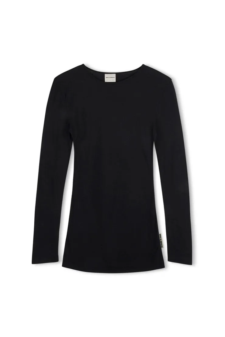 Rib Hemp Jersey Long Sleeve Top - Black^Zulu & Zephyr Shop