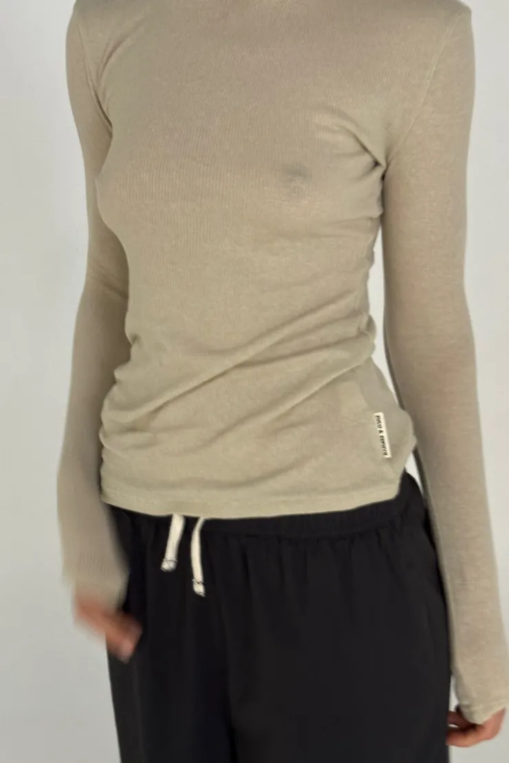 Rib Hemp Jersey Long Sleeve Top - Husk^Zulu & Zephyr Store