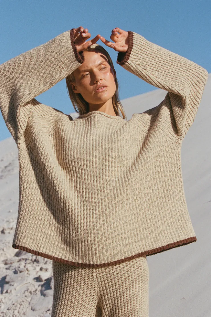 Sand Contrast Rib Knit Jumper^Zulu & Zephyr Flash Sale