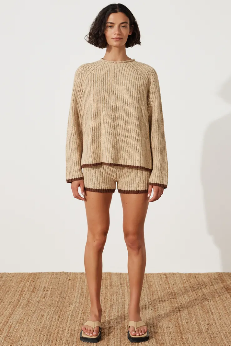 Sand Contrast Rib Knit Short^Zulu & Zephyr Online