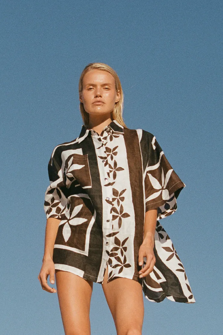 Sarong Flower Linen Shirt^Zulu & Zephyr Best