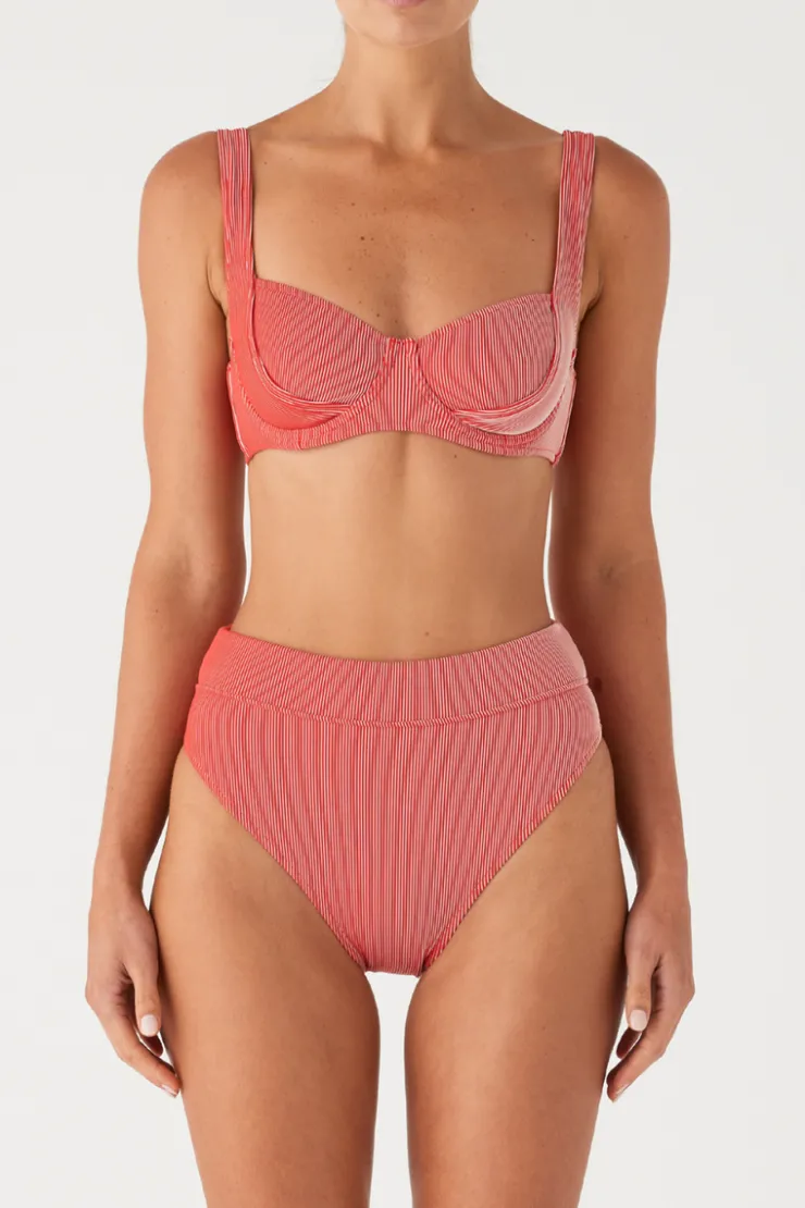 Signature Stripe High Waisted Brief - Chilli Red^Zulu & Zephyr Sale