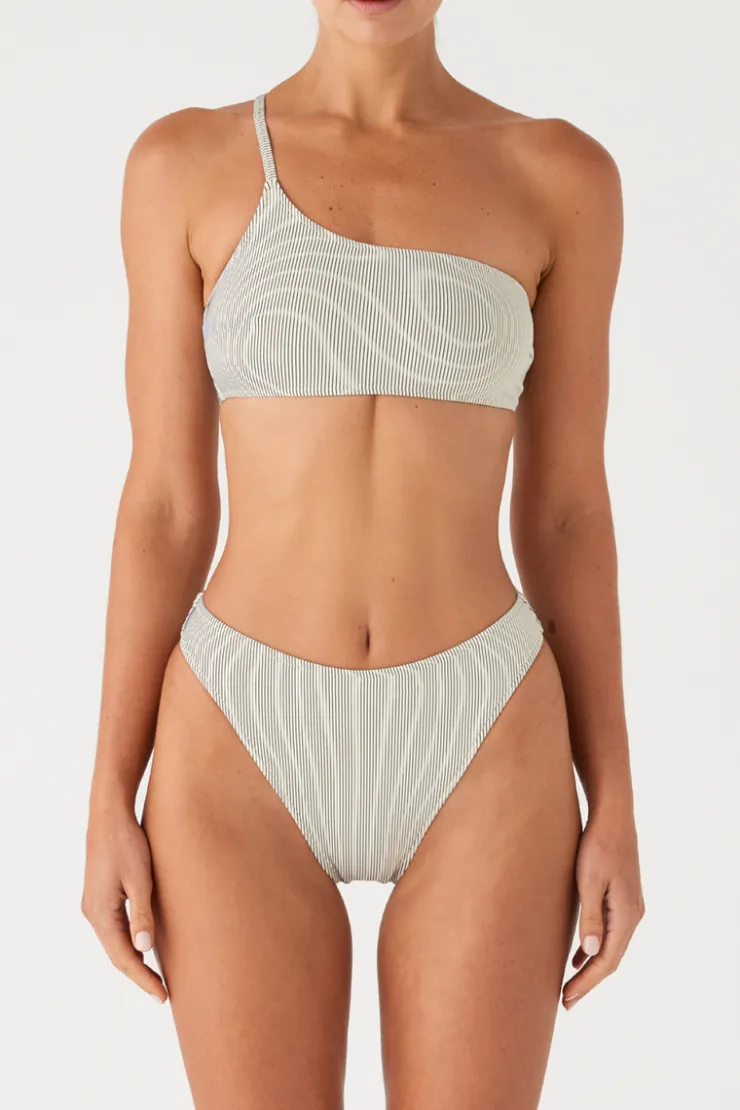 Signature Stripe One Shoulder Bralette - Coconut^Zulu & Zephyr Fashion