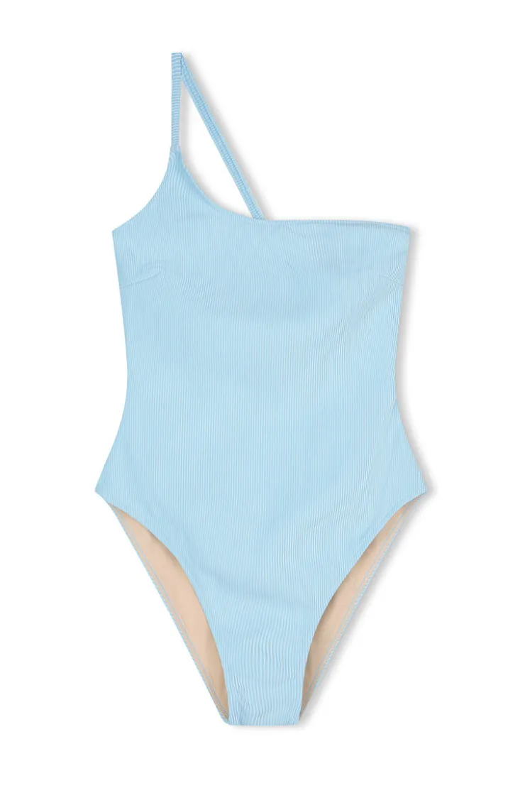 Signature Stripe One Shoulder One Piece - Shallow Blue^Zulu & Zephyr Sale