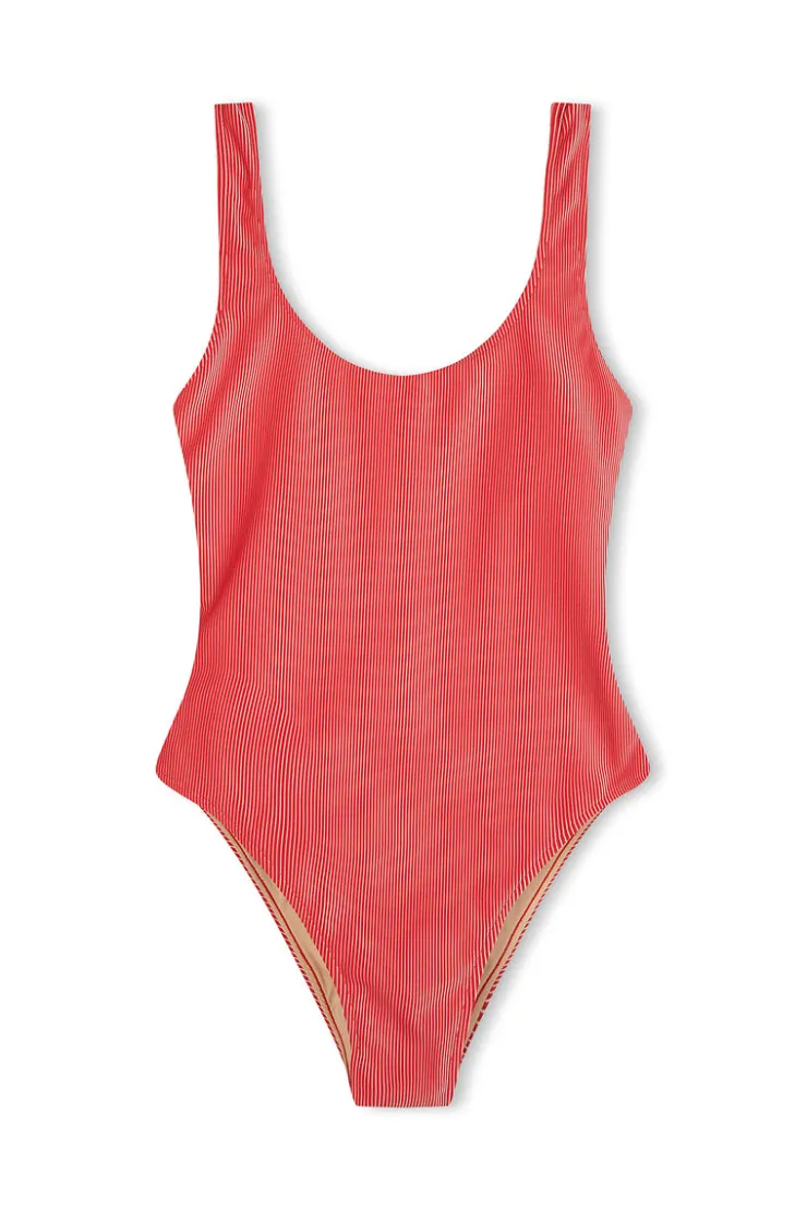 Signature Stripe Scooped Back One Piece - Chilli Red^Zulu & Zephyr Best Sale