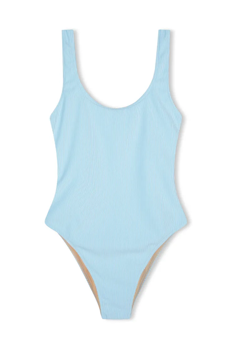 Signature Stripe Scooped Back One Piece - Shallow Blue^Zulu & Zephyr Sale