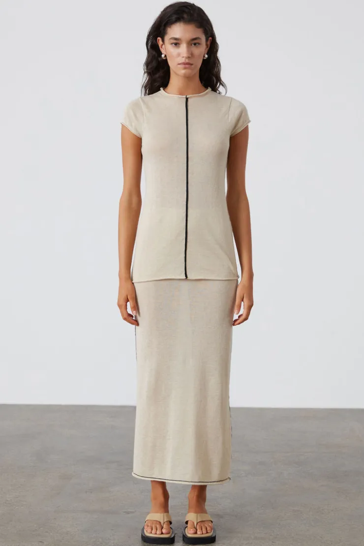 Stone Contrast Cotton Blend Knit Top^Zulu & Zephyr Outlet