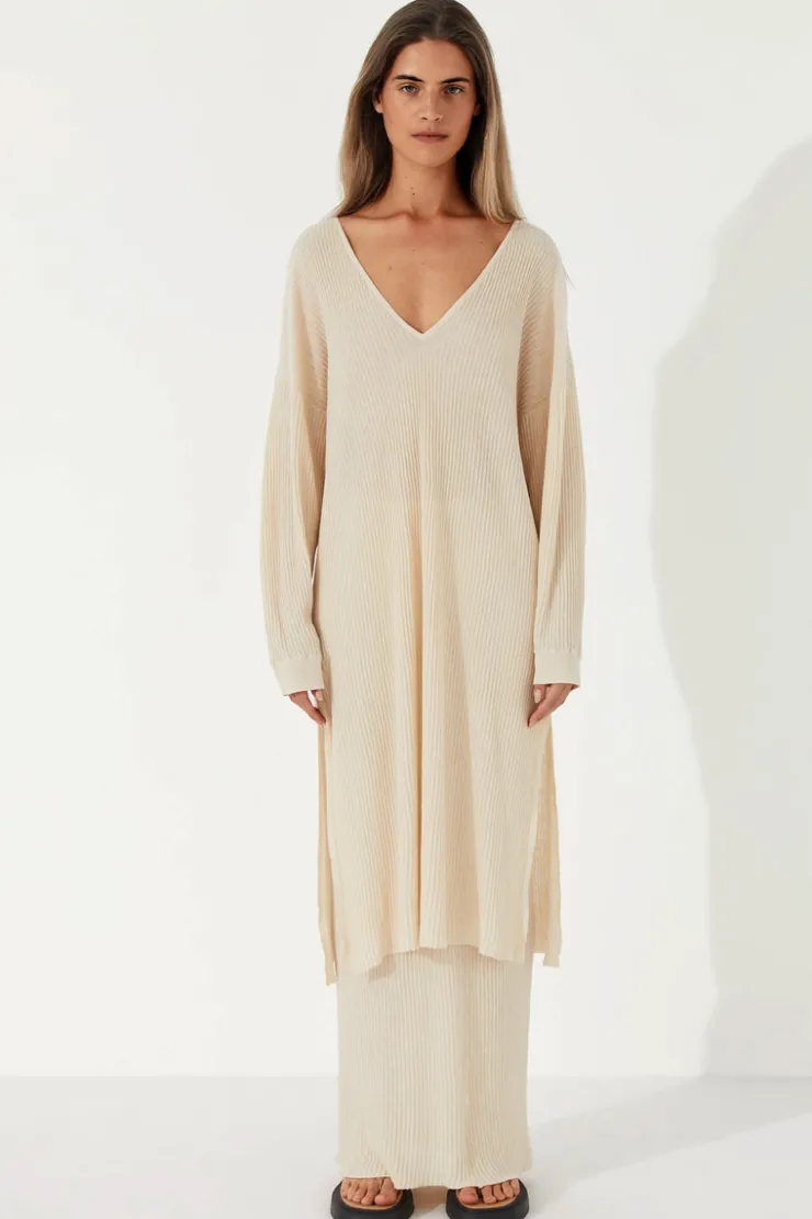 Stone Organic Linen Blend Knit Dress^Zulu & Zephyr Flash Sale
