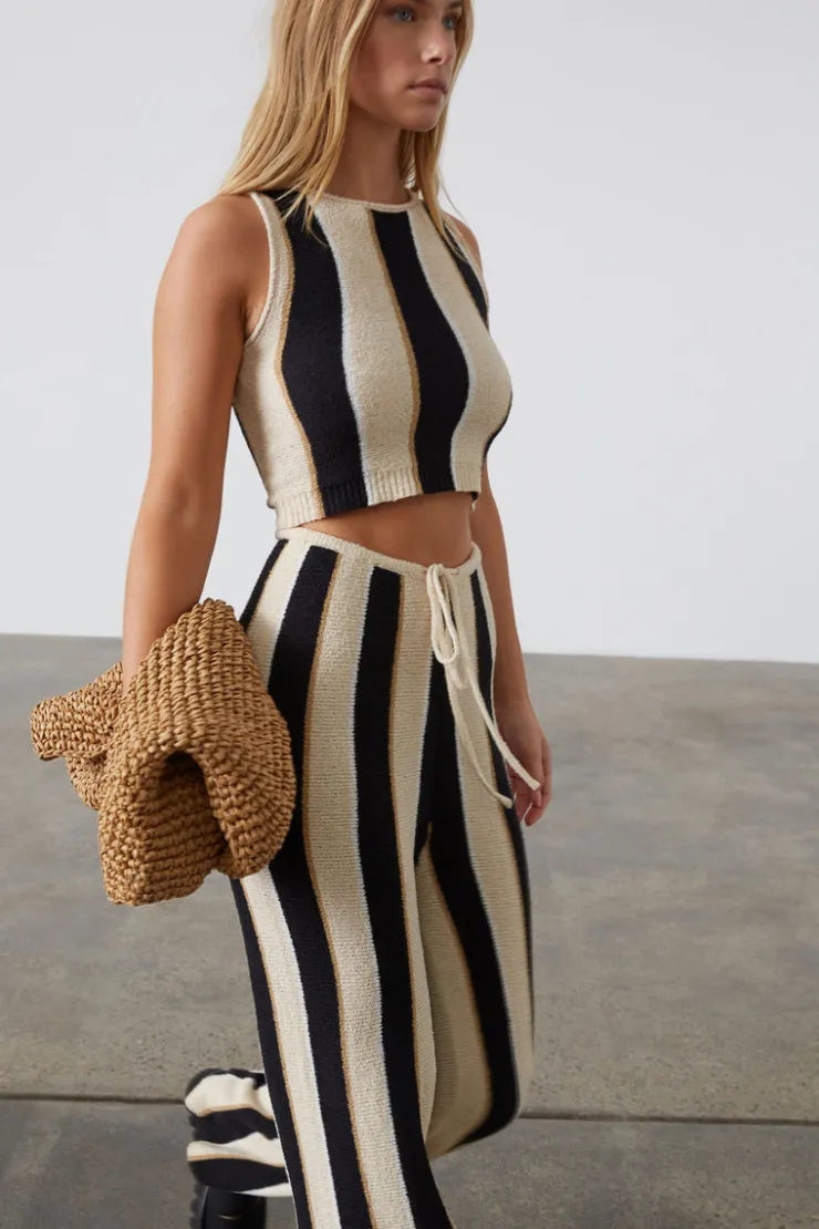 Stone Stripe Organic Cotton Blend Knit Crop Top^Zulu & Zephyr Sale