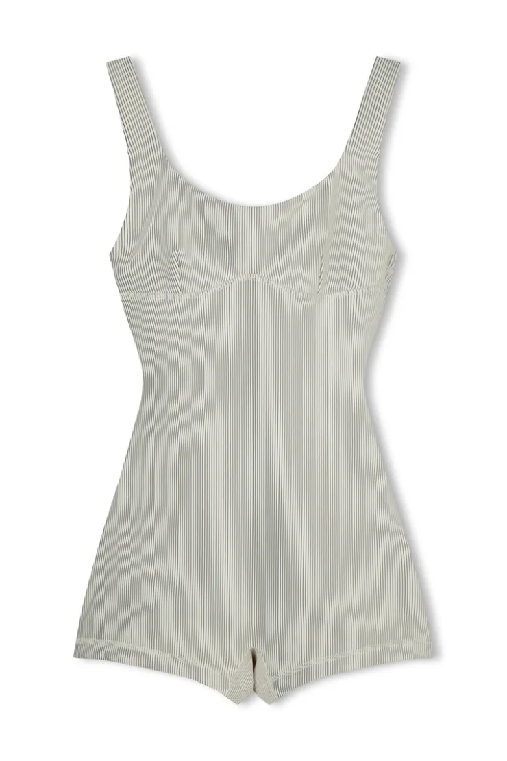 Stripe Rib Bralette Bodysuit - Coconut^Zulu & Zephyr Hot