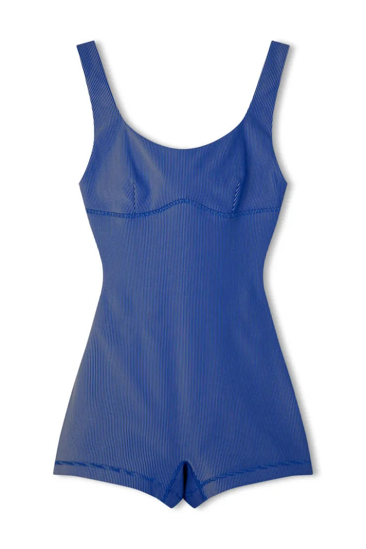 Stripe Rib Bralette Bodysuit - Dolphin Blue^Zulu & Zephyr Shop
