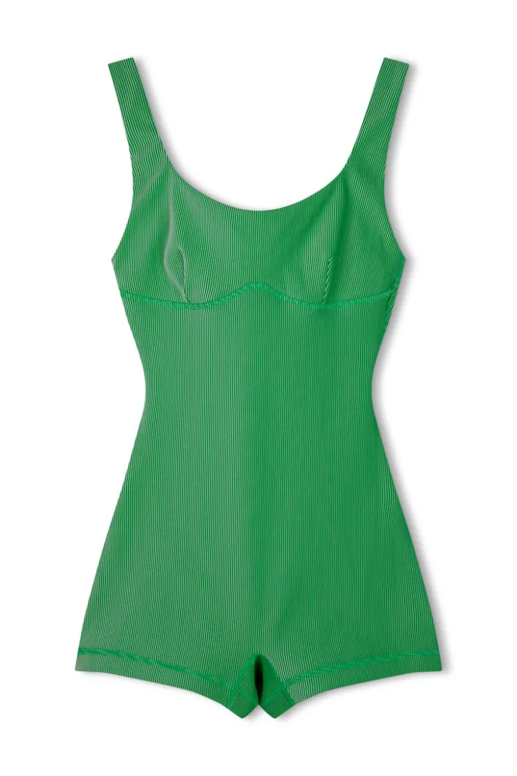 Stripe Rib Bralette Bodysuit - Parrot Green^Zulu & Zephyr Flash Sale
