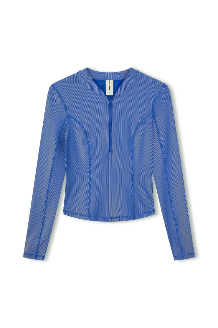 Stripe Rib Long Sleeve Rash Guard - Dolphin Blue^Zulu & Zephyr Outlet