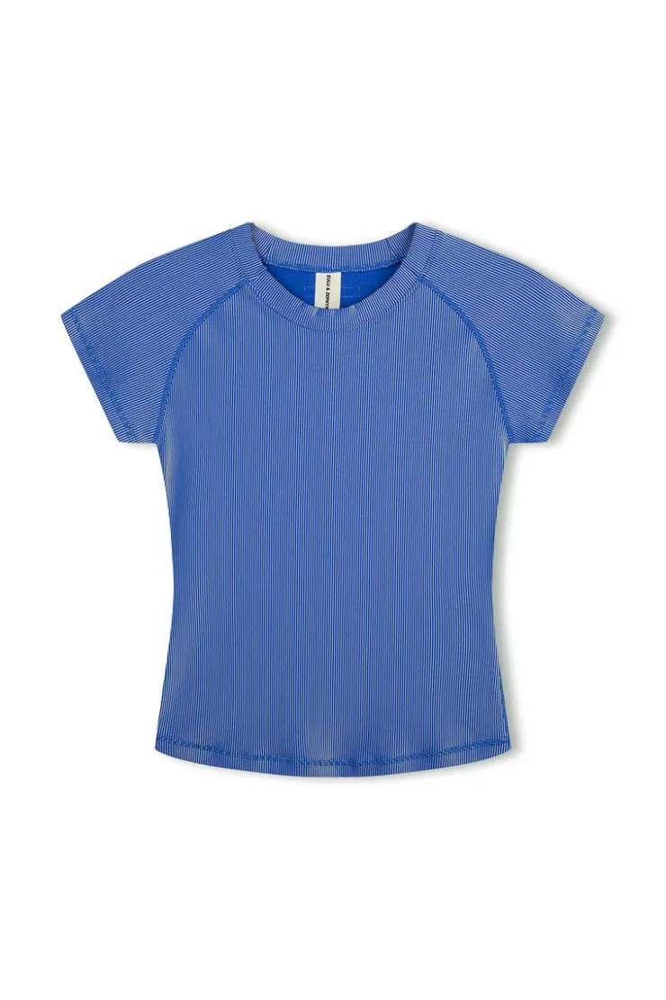 Stripe Rib Short Sleeve Rash Guard - Dolphin Blue^Zulu & Zephyr Clearance