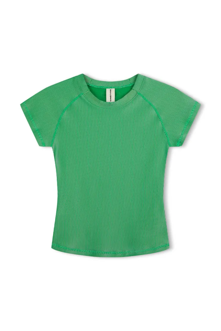 Stripe Rib Short Sleeve Rash Guard - Parrot Green^Zulu & Zephyr Online